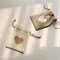 20 Natural Ivory Heart Design Faux Burlap Wedding Favor Bags Gift Holders Party